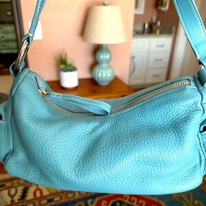 Teal leather handbag